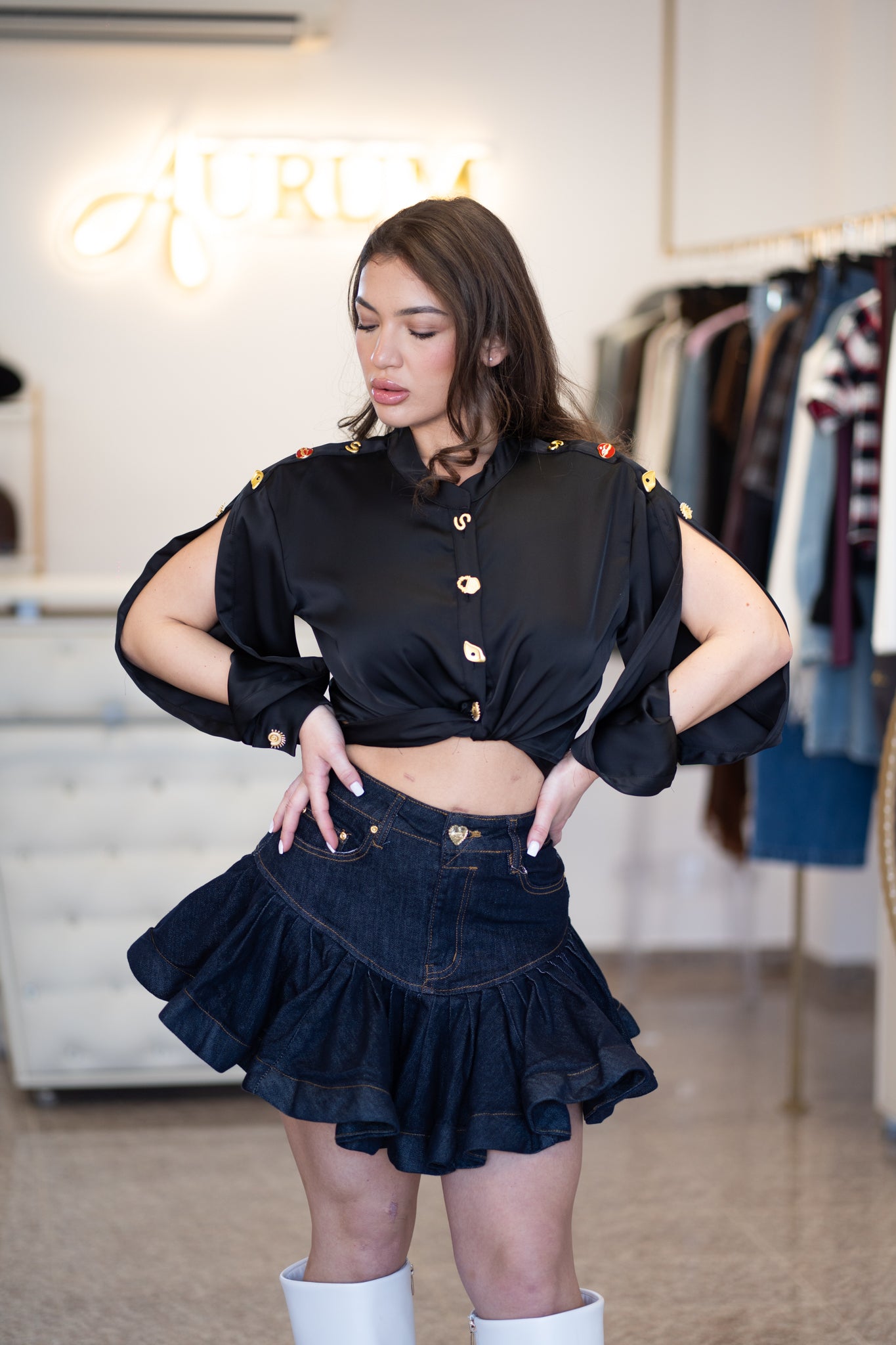 Сет дънкена пола и топ